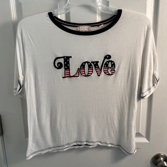 Altar’d State Baby Tee Short Sleeve Top USA Embroidered Love Patriotic Festival - Picture 2 of 5